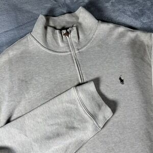 Polo Ralph Lauren Sweater Mens XXL Brown 1/4 Zip Mock Neck Long Sleeves Pullover